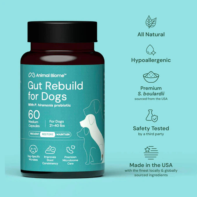 Gut Rebuild for Dogs 21 - 40lbs = Capsules 60ct