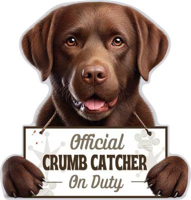 E&S PETS Official Crumb Catcher on Duty Labrador Chocolate Funny Magnetic Chip Clip
