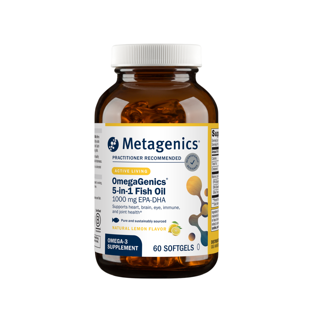 OmegaGenics® 5-in-1 Fish Oil, 1000mg EPA-DHA, Lemon Flavor Softgels - 60ct