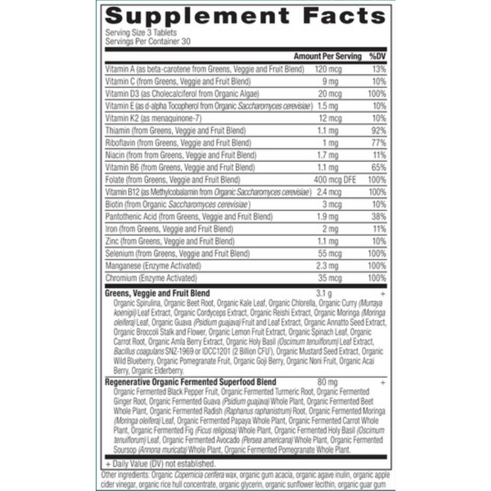 Organic SuperGreens + Multivitamin Tablets - 90ct